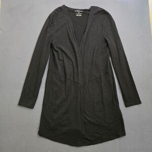Chico's Women 0 US S The Ultimate Tee Black Slub Knit Open Cardigan